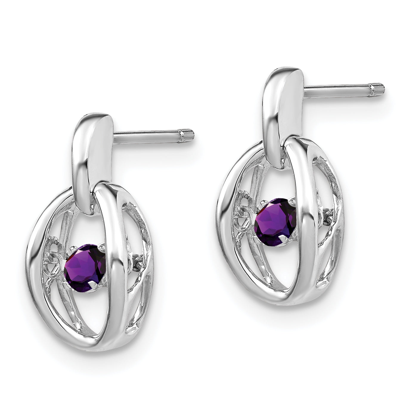 Sterling Silver Rhodium Amethyst Birthstone Vibrant Earrings QBE32FEB