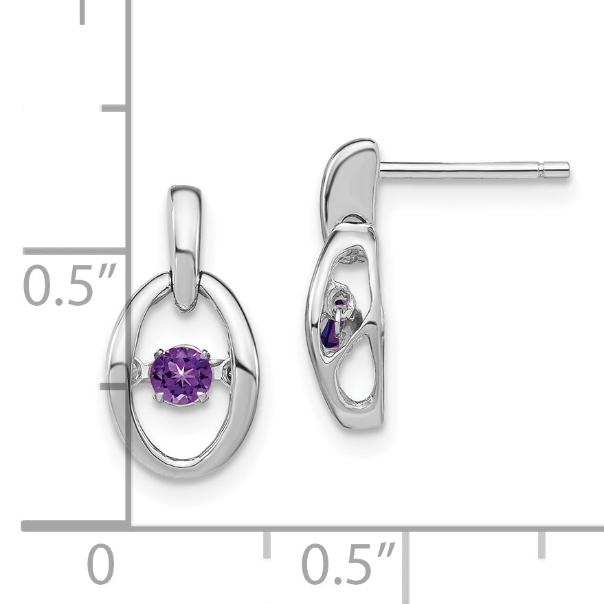 Sterling Silver Rhodium Amethyst Birthstone Vibrant Earrings QBE32FEB