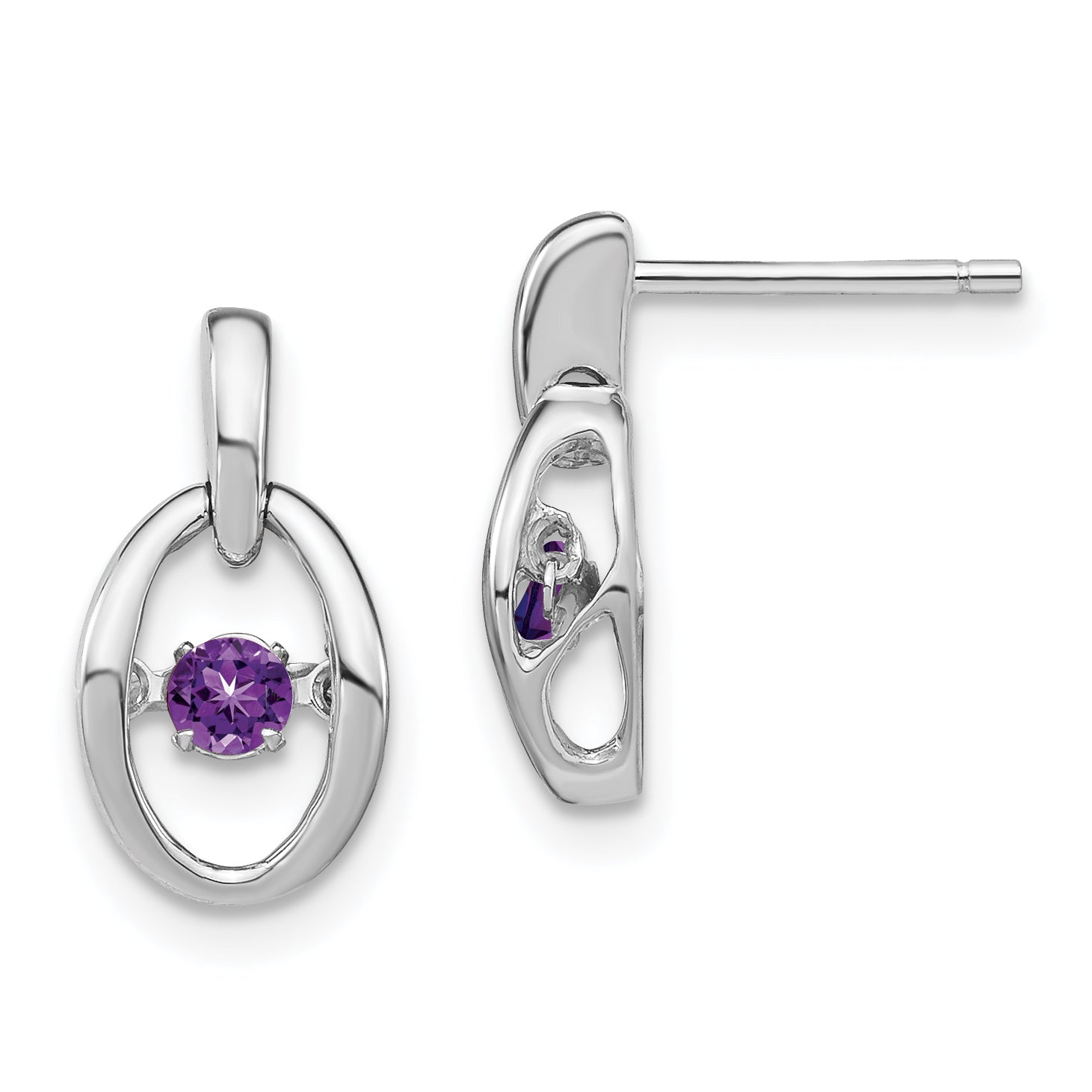 Sterling Silver Rhodium Amethyst Birthstone Vibrant Earrings QBE32FEB