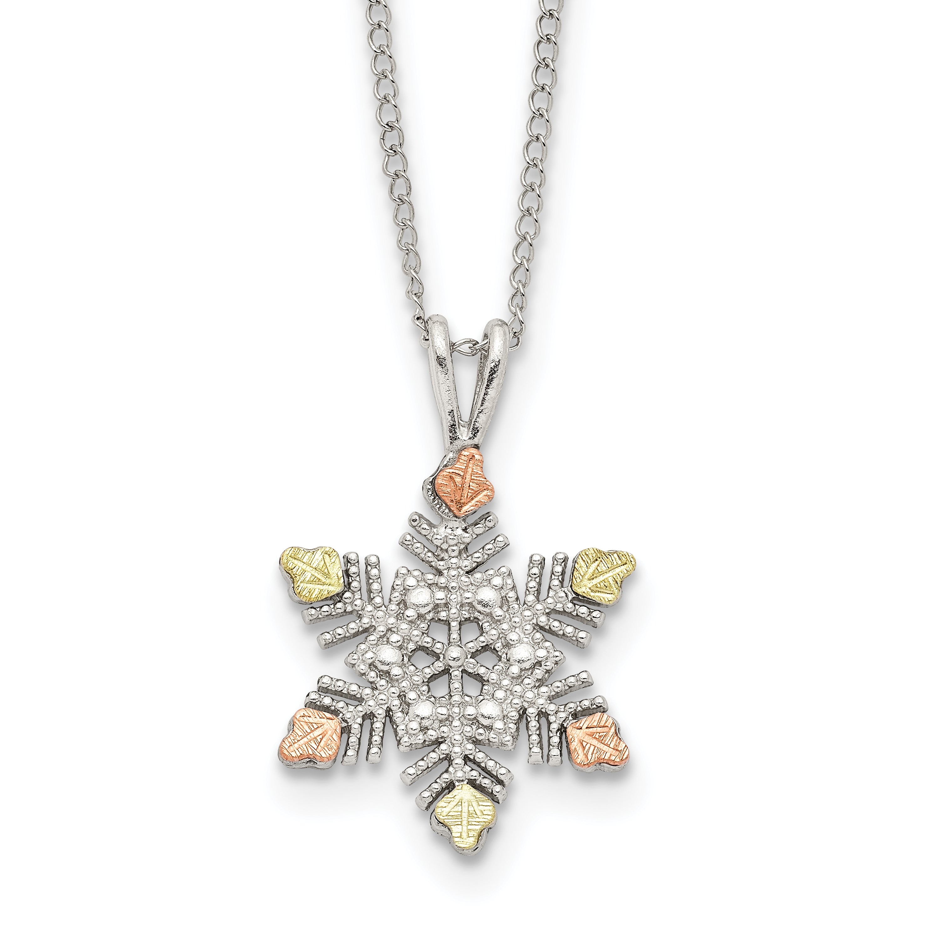 Sterling Silver & 12K Snowflake Necklace QBH185