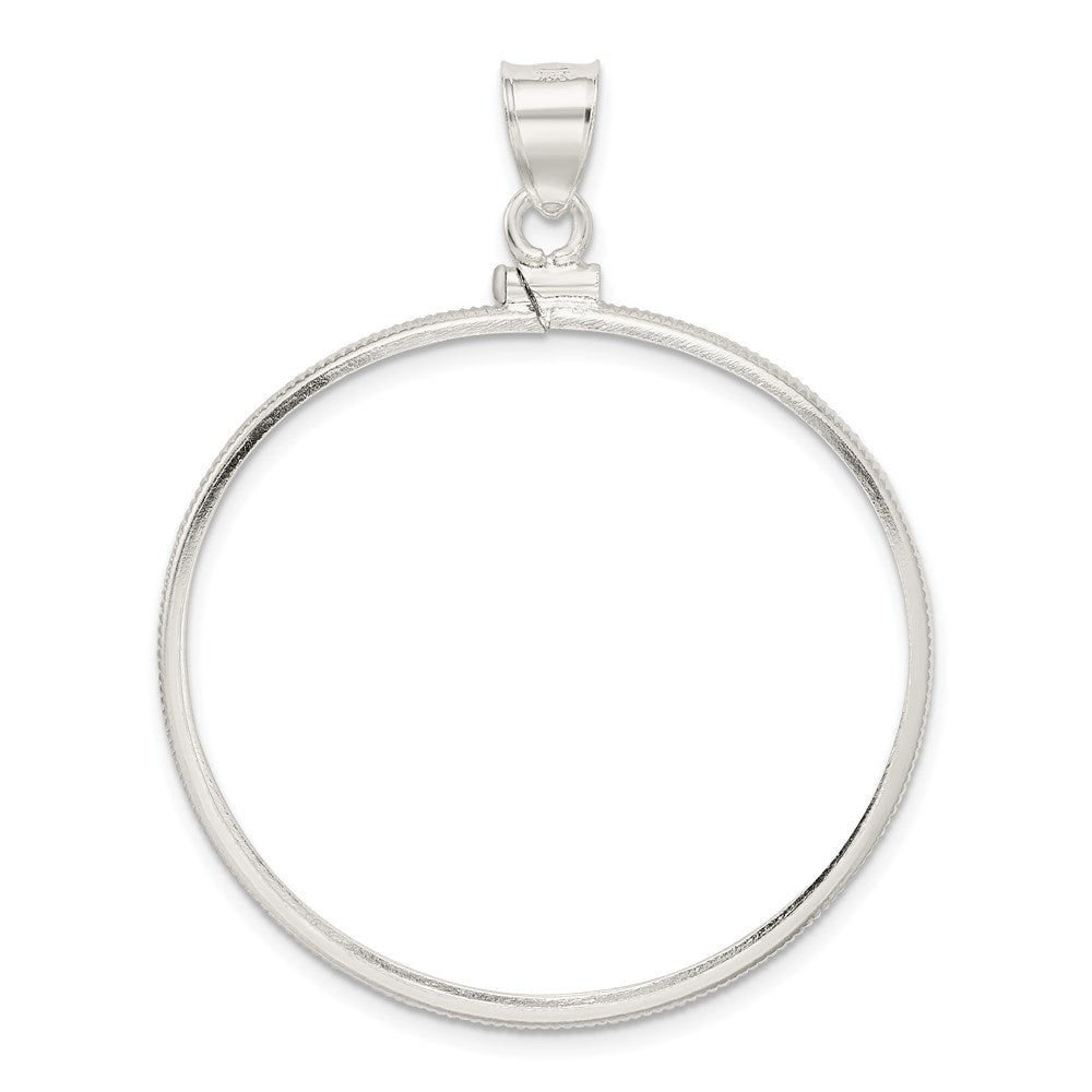 Wideband Distinguished Coin Jewelry Sterling Silver Polished 38.2 x 2.8mm Screw Top Coin Bezel Pendant