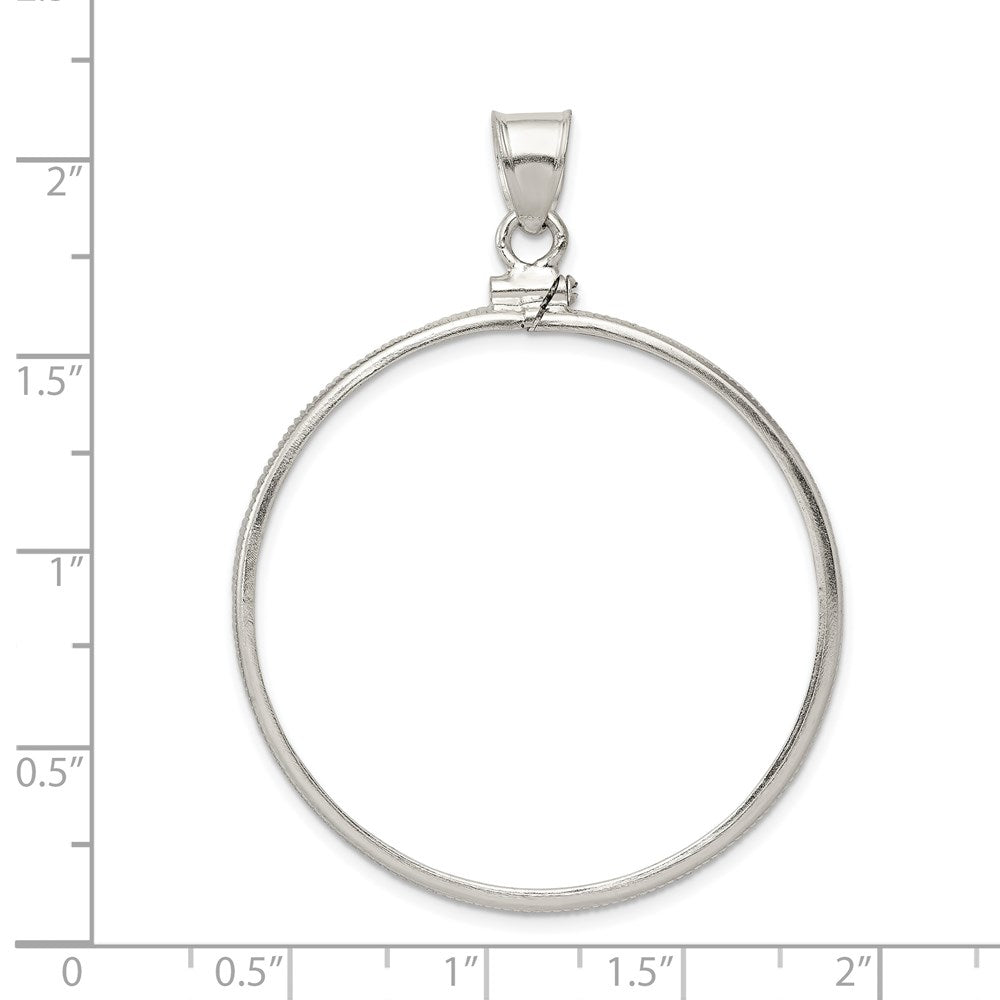 Wideband Distinguished Coin Jewelry Sterling Silver Polished 38.2 x 2.8mm Screw Top Coin Bezel Pendant