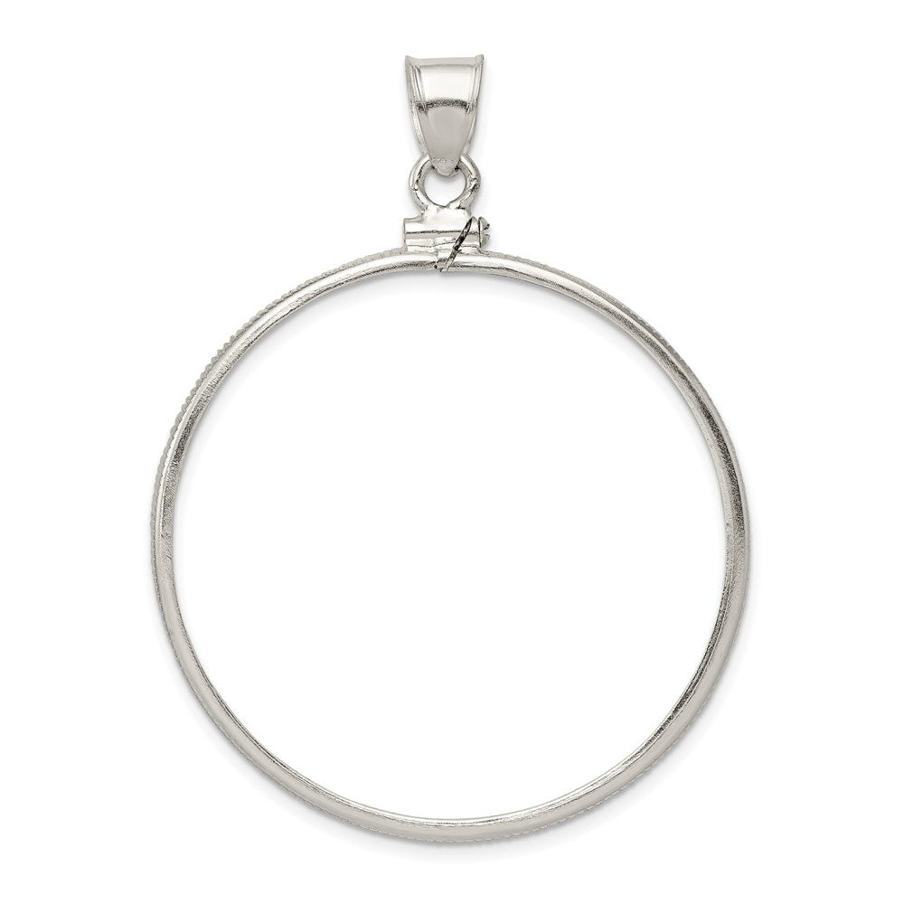 Wideband Distinguished Coin Jewelry Sterling Silver Polished 38.2 x 2.8mm Screw Top Coin Bezel Pendant