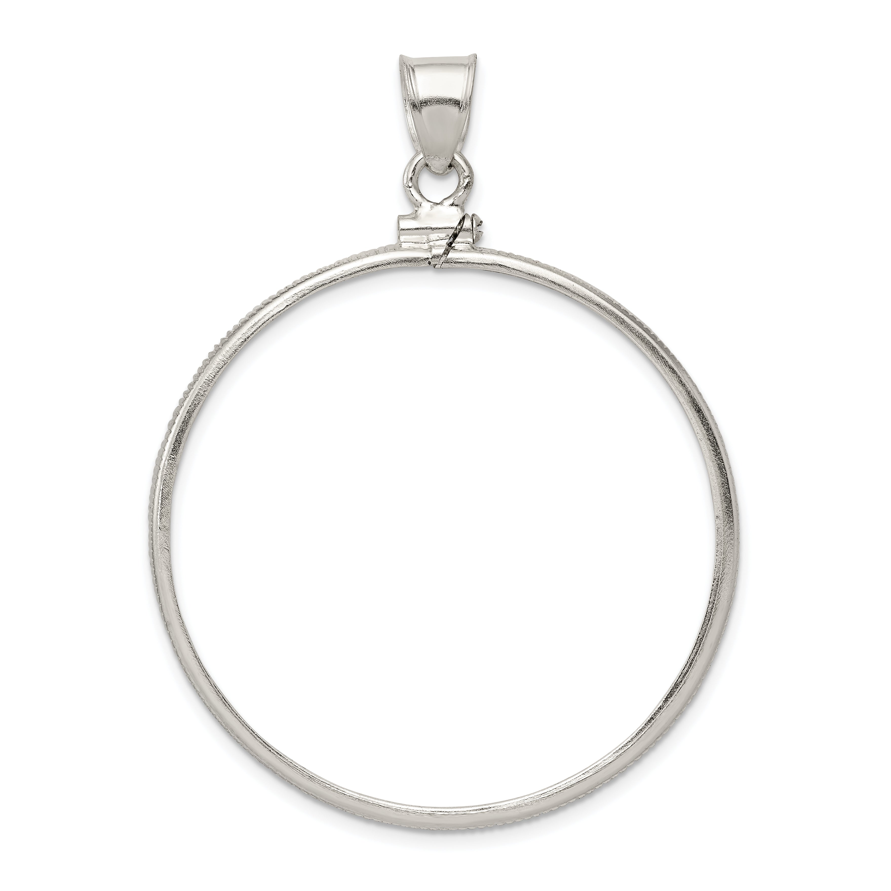 Sterling Silver 38.2 x 2.8mm Plain Coin Bezel Pendant QBP3