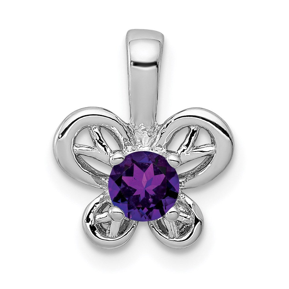 Sterling Silver Rhodium-plated Amethyst Pendant