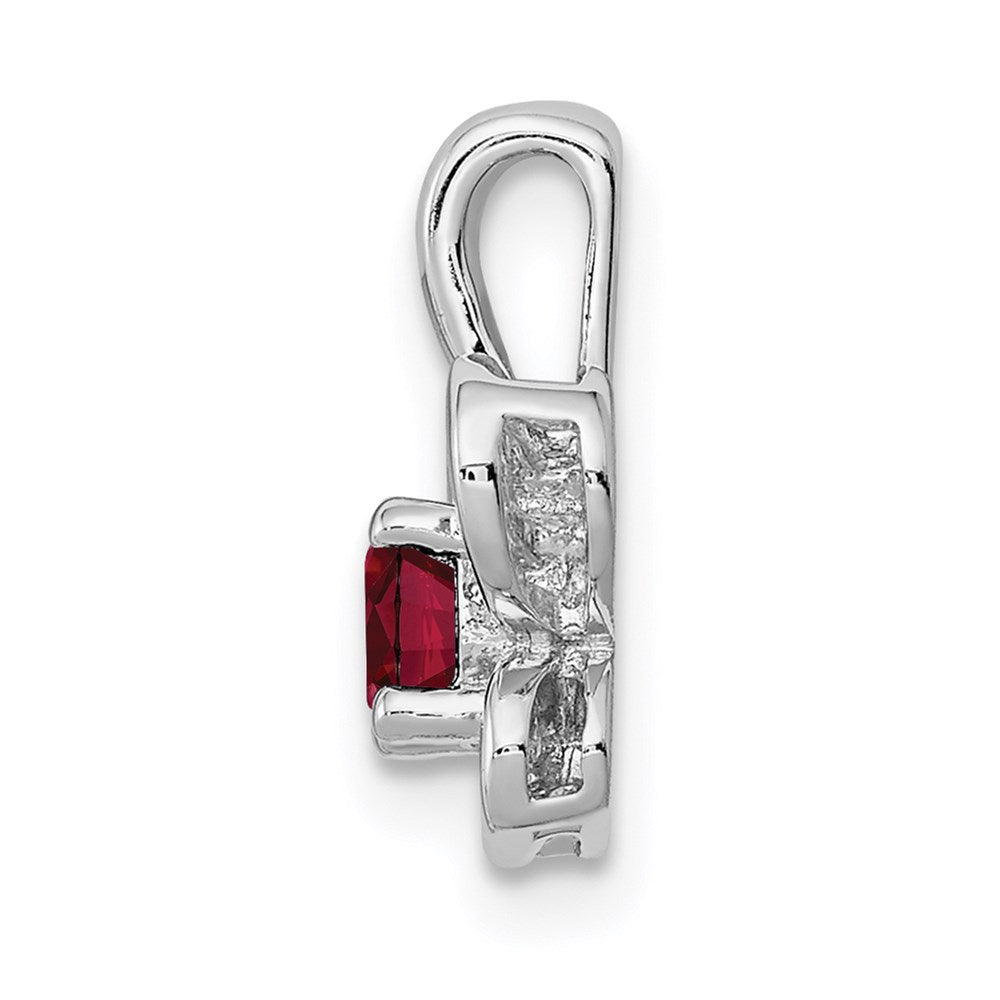 Sterling Silver Rhodium-plated Created Ruby Pendant