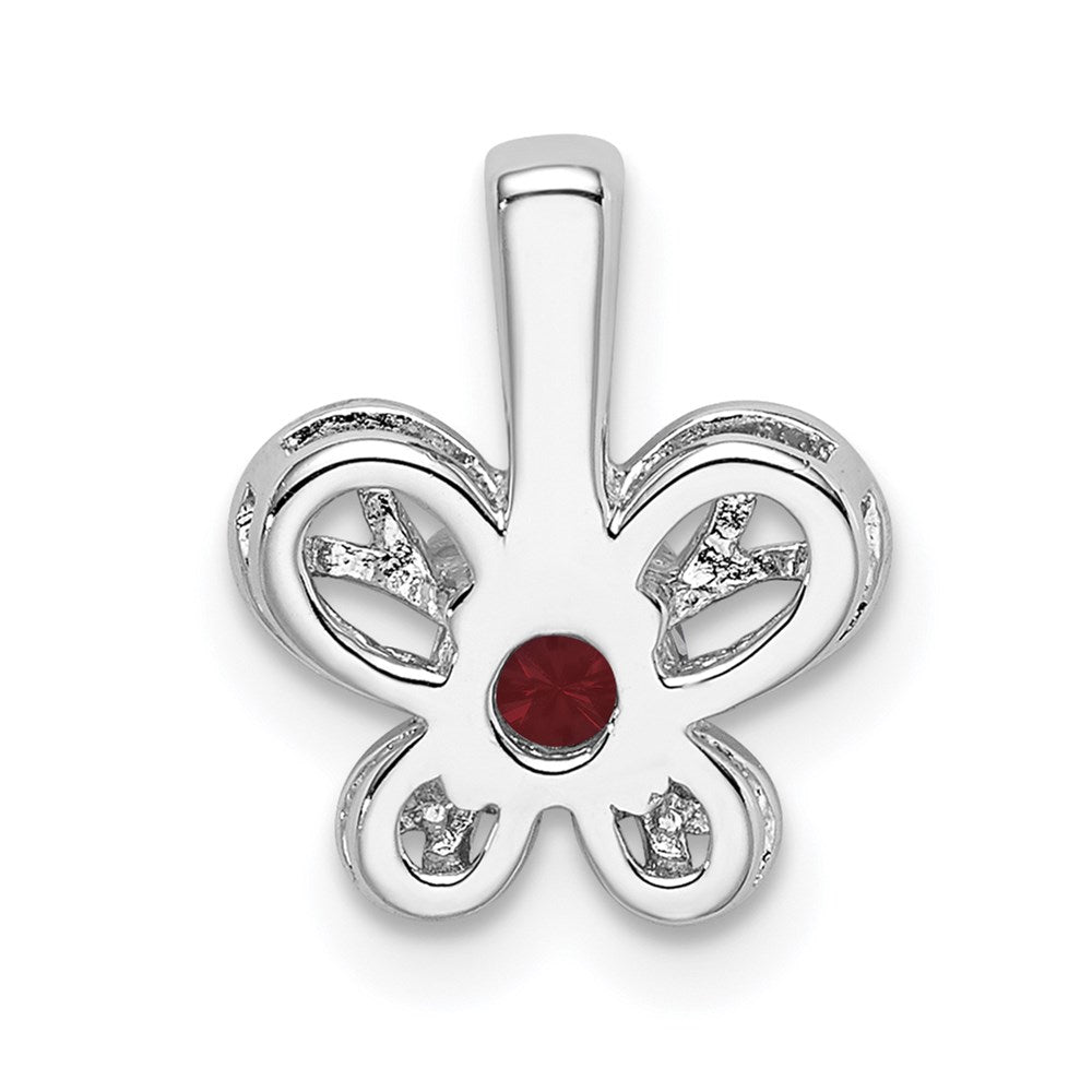 Sterling Silver Rhodium-plated Created Ruby Pendant