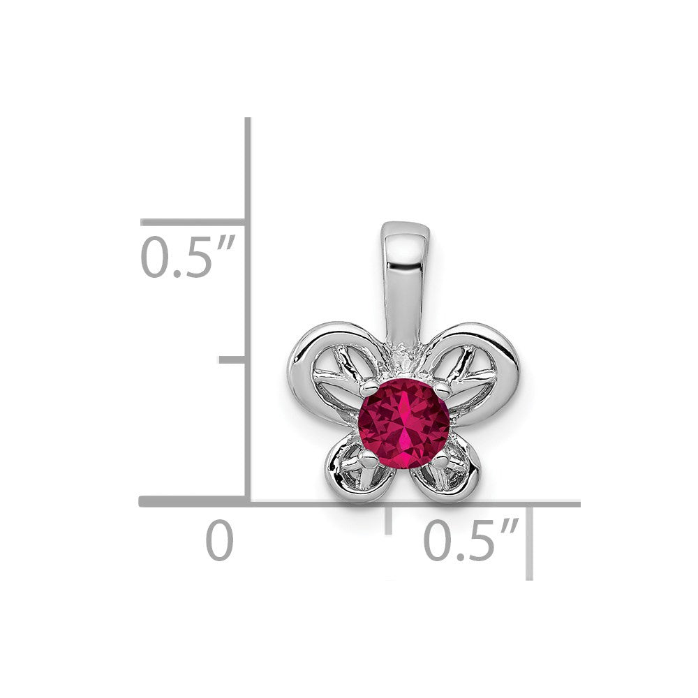 Sterling Silver Rhodium-plated Created Ruby Pendant