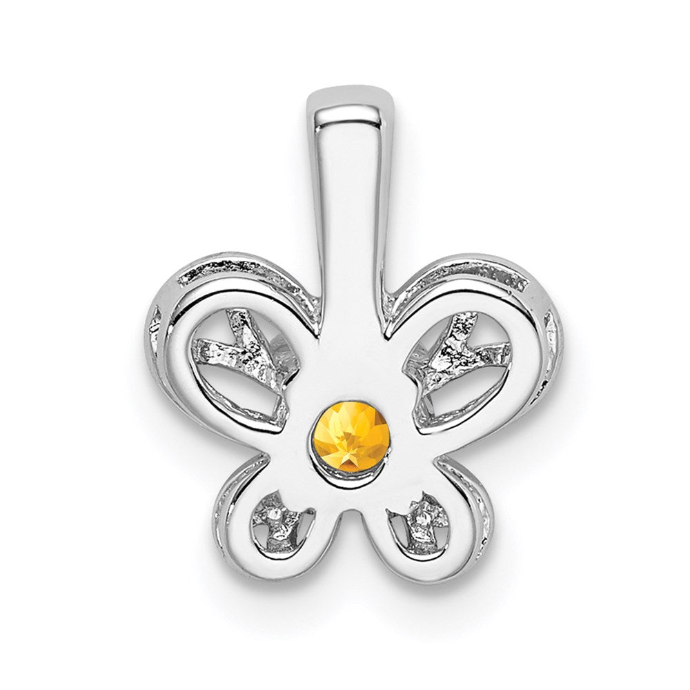 Sterling Silver Rhodium-plated Citrine Pendant