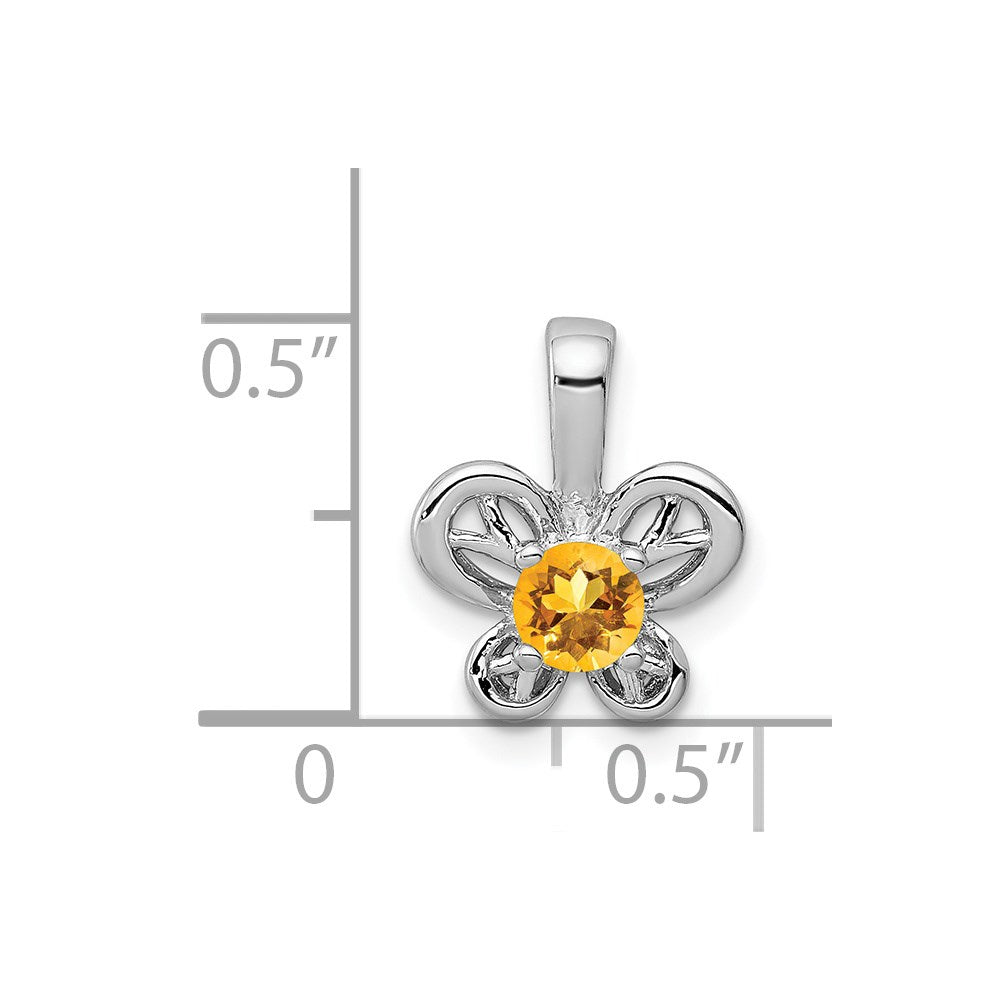 Sterling Silver Rhodium-plated Citrine Pendant