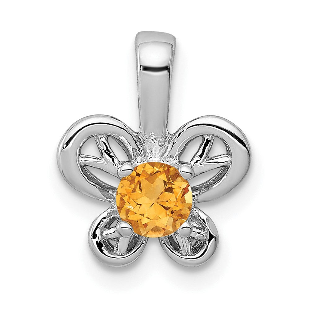 Sterling Silver Rhodium-plated Citrine Pendant