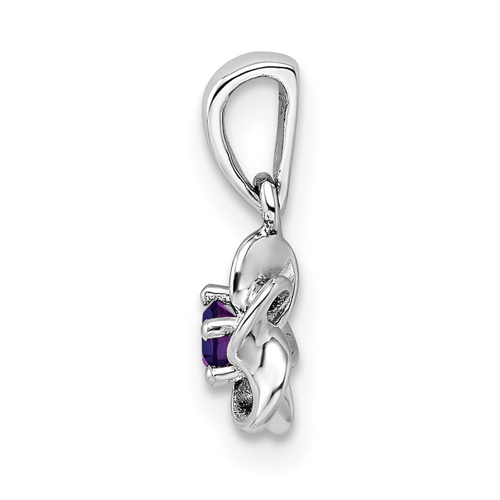 Sterling Silver Rhodium-plated Floral Amethyst Pendant