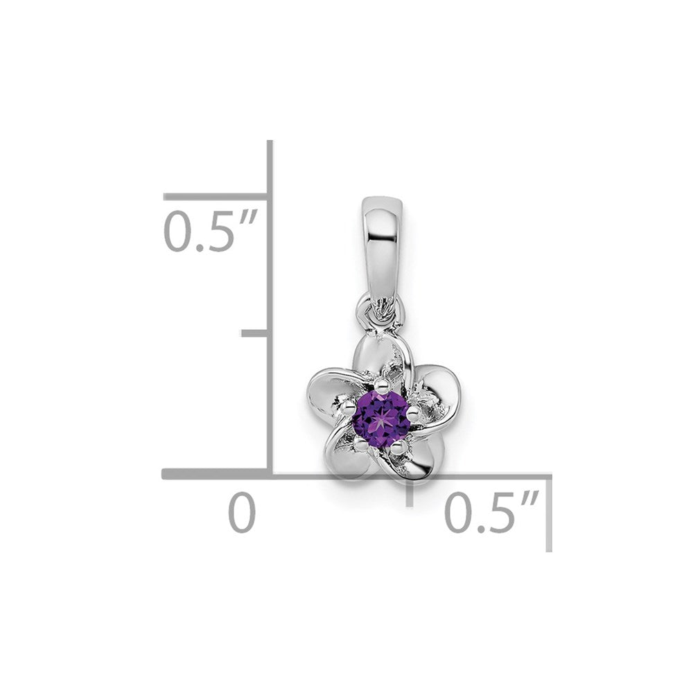 Sterling Silver Rhodium-plated Floral Amethyst Pendant