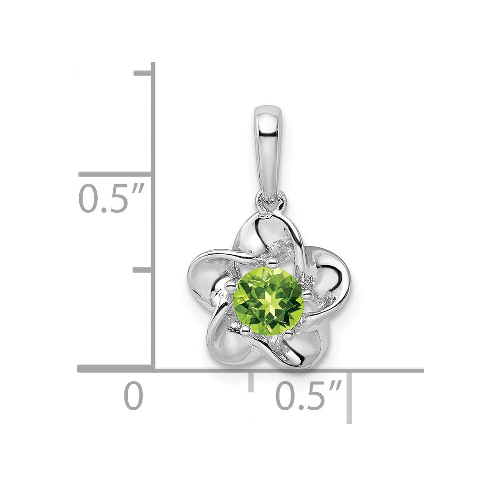 Sterling Silver Rhodium-plated Floral Peridot Pendant