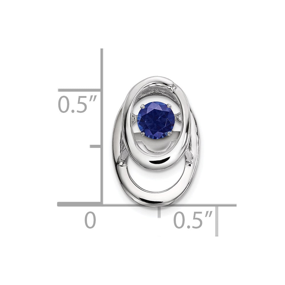 Sterling Silver Rhodium Created Sapphire Birthstone Vibrant Chain Slide