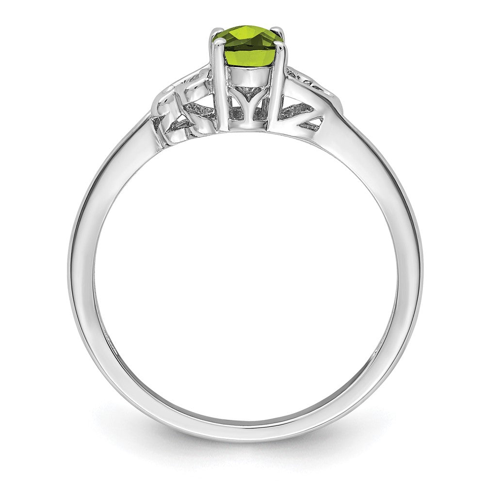 Sterling Silver Rhodium-plated Peridot Ring