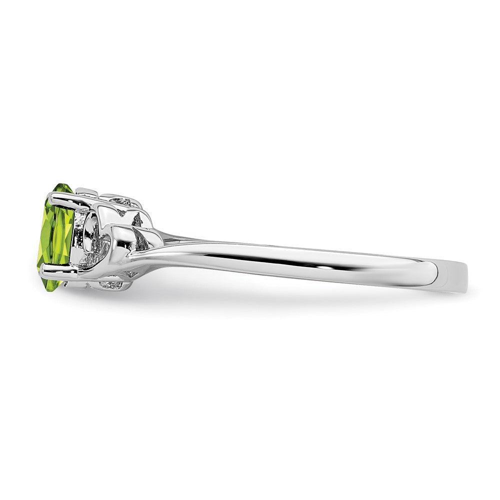 Sterling Silver Rhodium-plated Peridot Ring