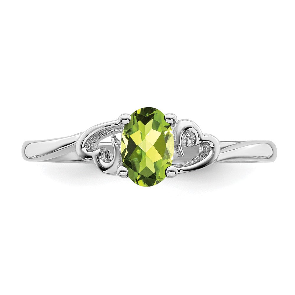 Sterling Silver Rhodium-plated Peridot Ring