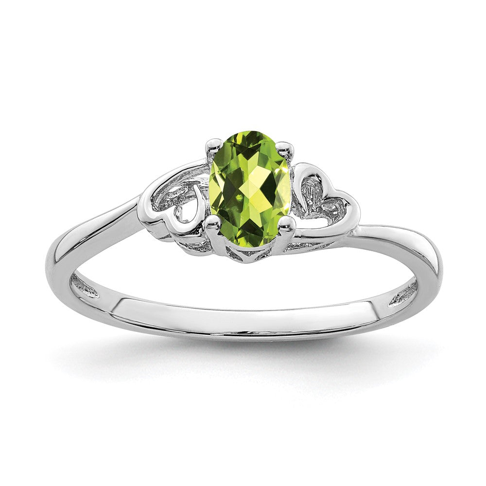 Sterling Silver Rhodium-plated Peridot Ring