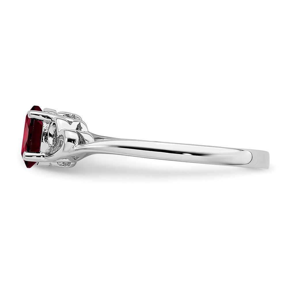 Sterling Silver Rhodium-plated Garnet Ring