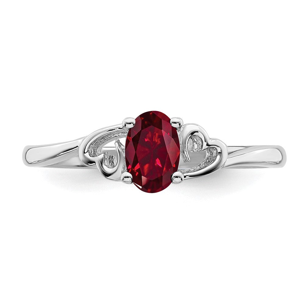 Sterling Silver Rhodium-plated Created Ruby Ring