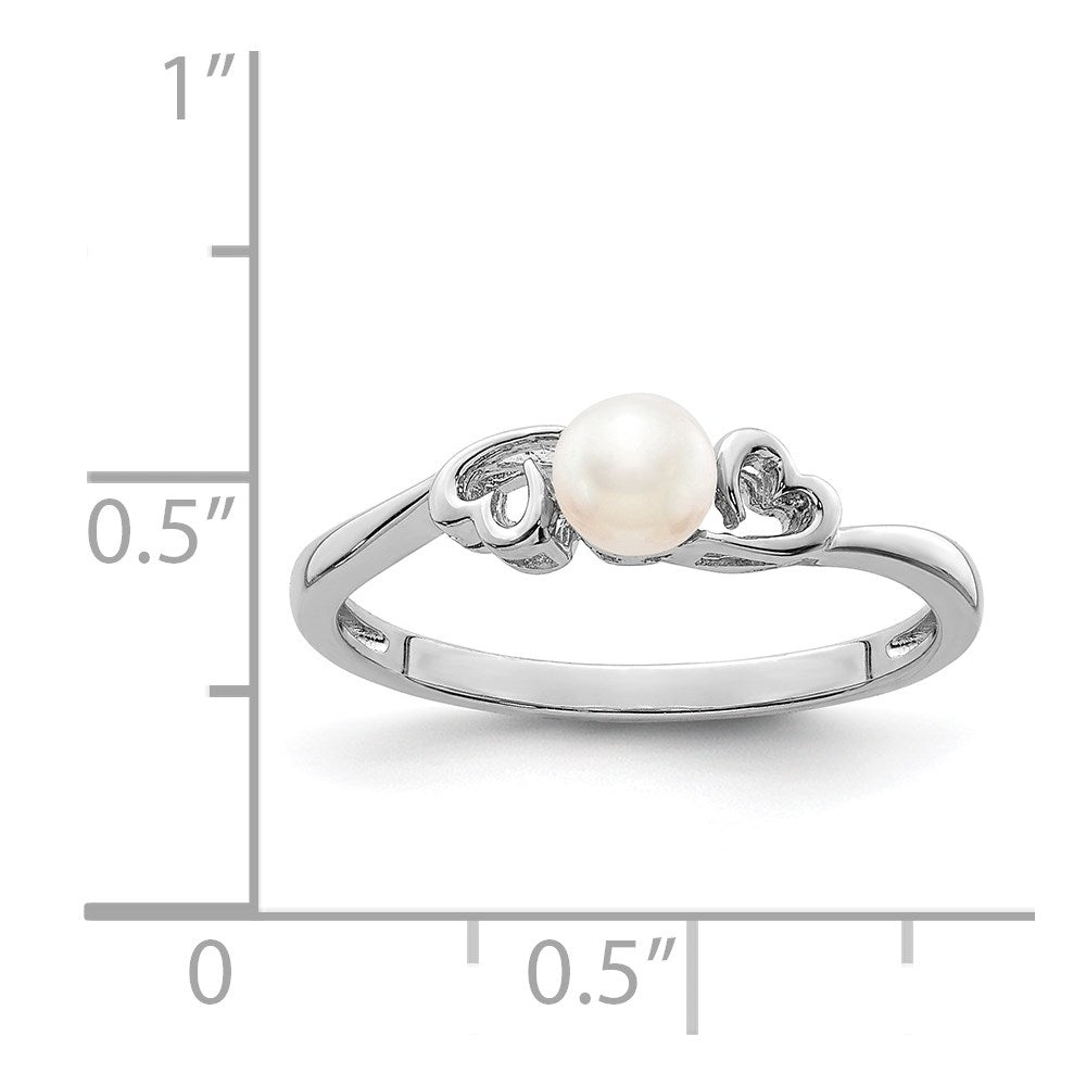 Sterling Silver Rhodium-plated FW Cultured Pearl Ring