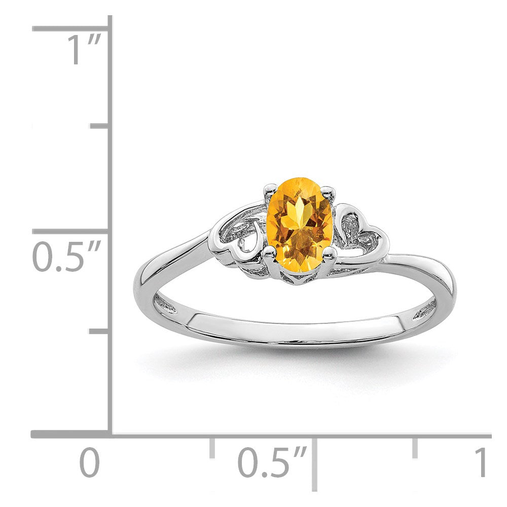 Sterling Silver Rhodium-plated Citrine Ring