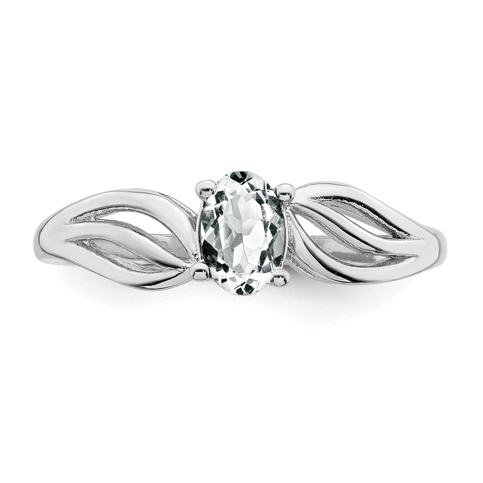 Sterling Silver Rhodium-plated White Topaz Ring QBR17APR