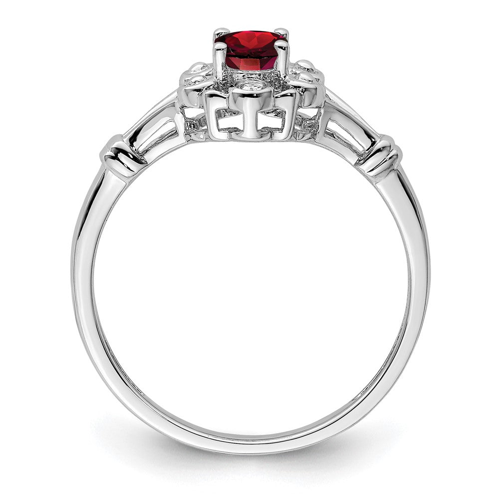 Sterling Silver Rhodium-plated Created Ruby & Diam. Ring