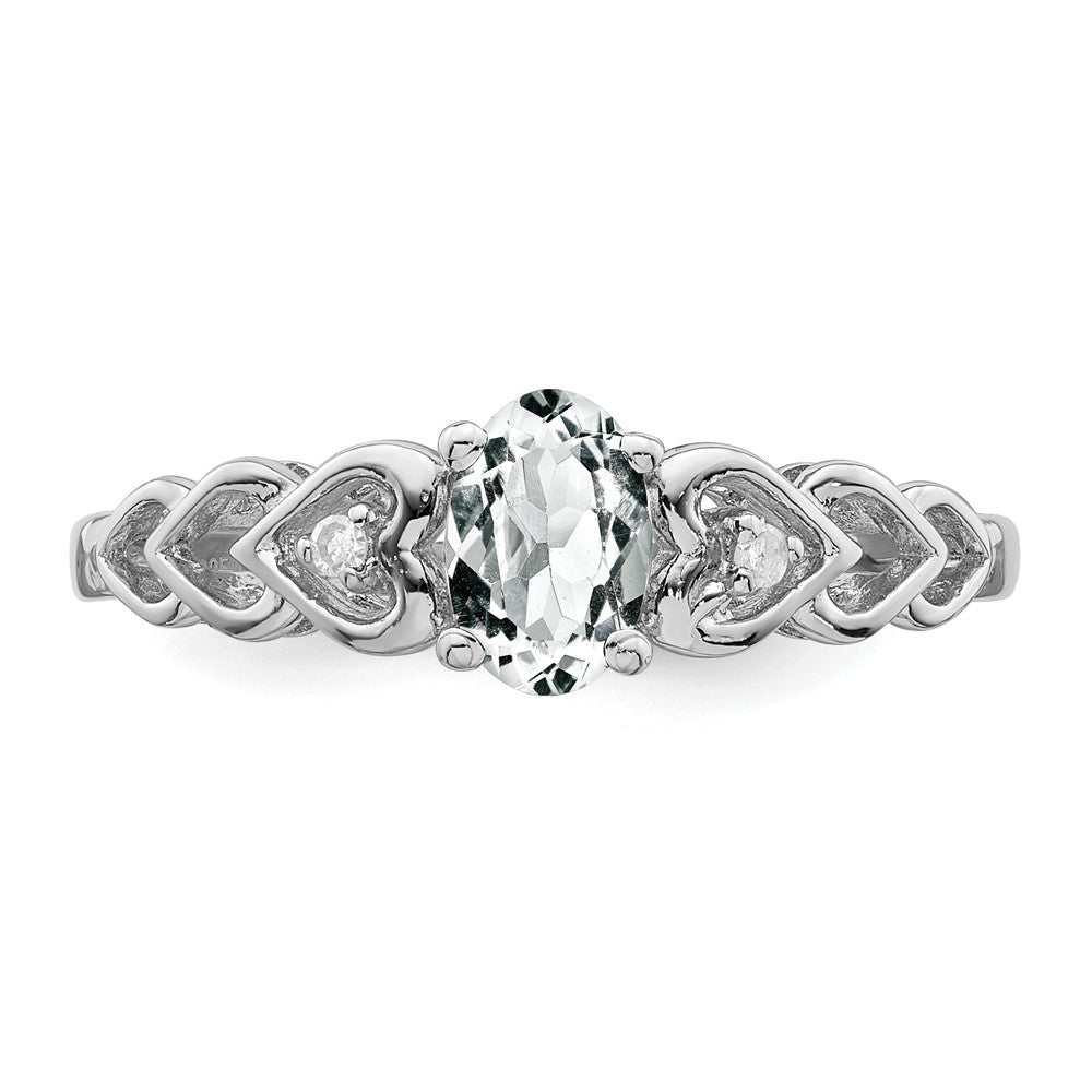 Sterling Silver Rhodium-plated White Topaz & Diam. Ring