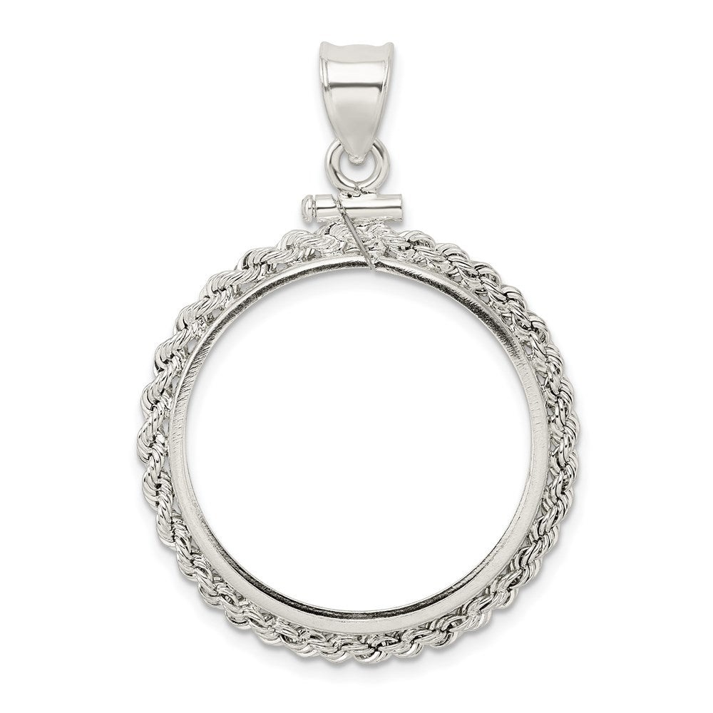 Wideband Distinguished Coin Jewelry Sterling Silver Polished Rope 26.4 x 1.8mm Susan B. Anthony Screw Top Coin Bezel Pendant