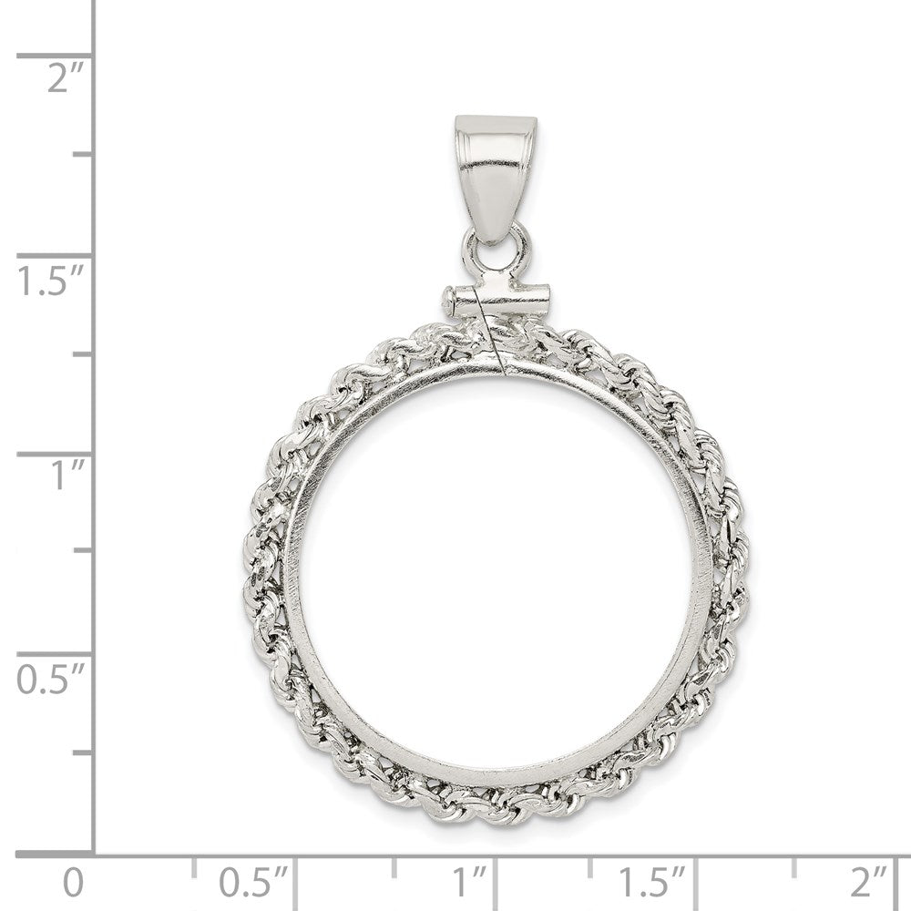 Wideband Distinguished Coin Jewelry Sterling Silver Polished Rope 26.4 x 1.8mm Susan B. Anthony Screw Top Coin Bezel Pendant