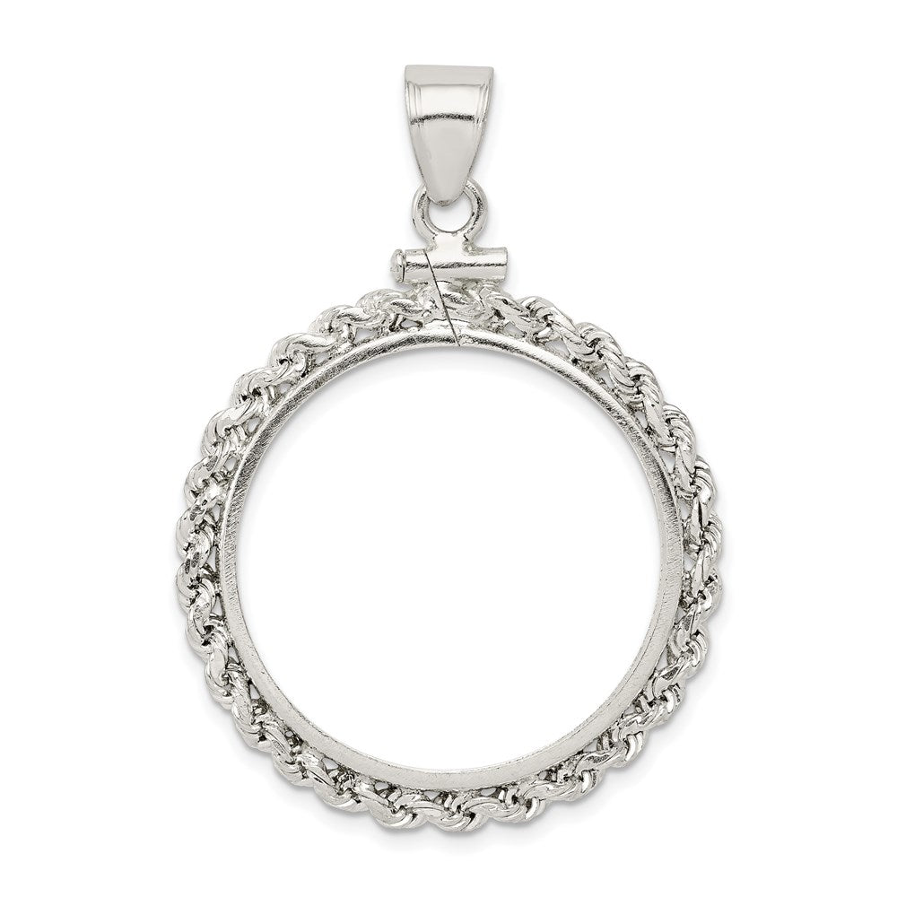 Wideband Distinguished Coin Jewelry Sterling Silver Polished Rope 26.4 x 1.8mm Susan B. Anthony Screw Top Coin Bezel Pendant