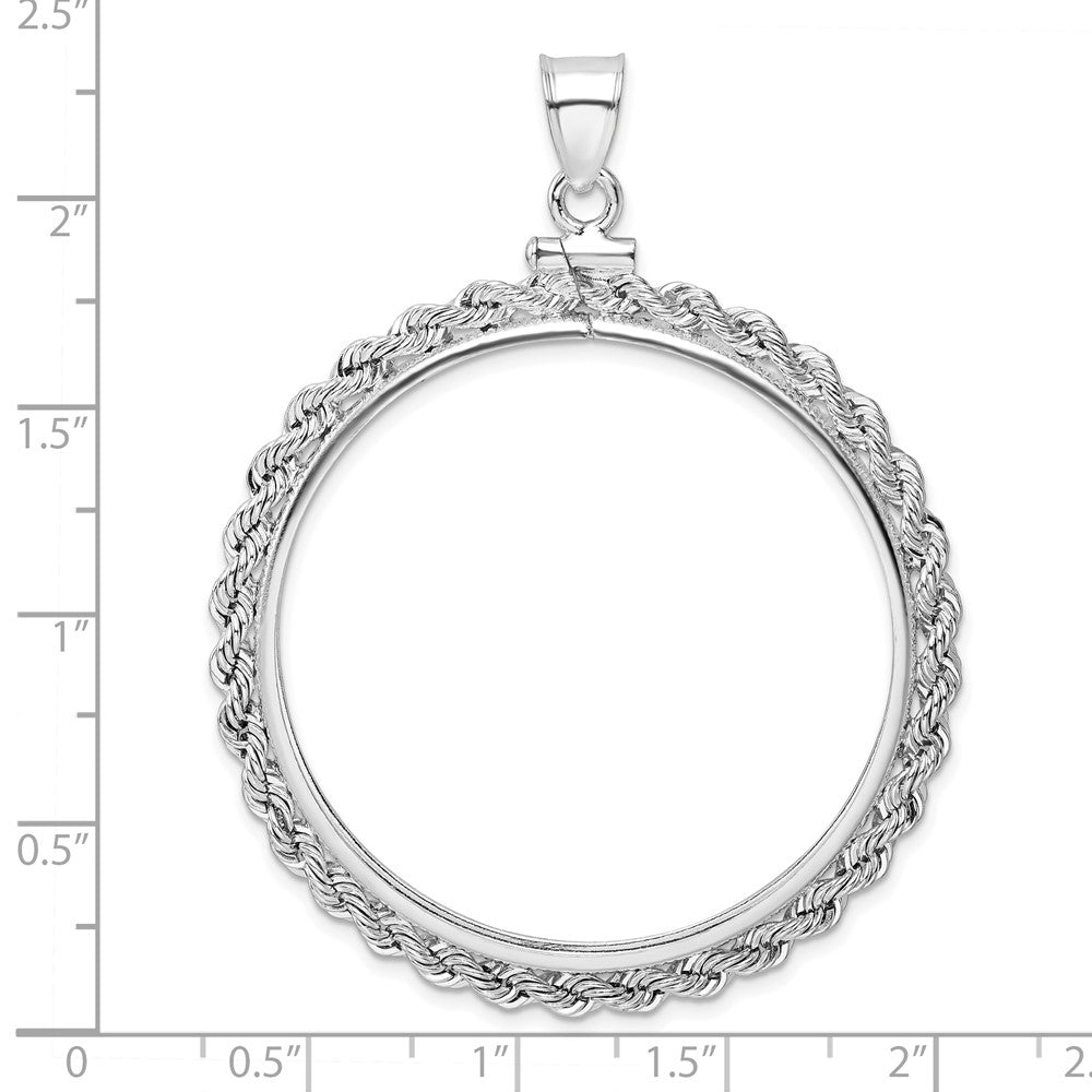 Wideband Distinguished Coin Jewelry Sterling Silver Polished Rope 39.4 x 3.1mm 1 oz. Screw Top Coin Bezel Pendant