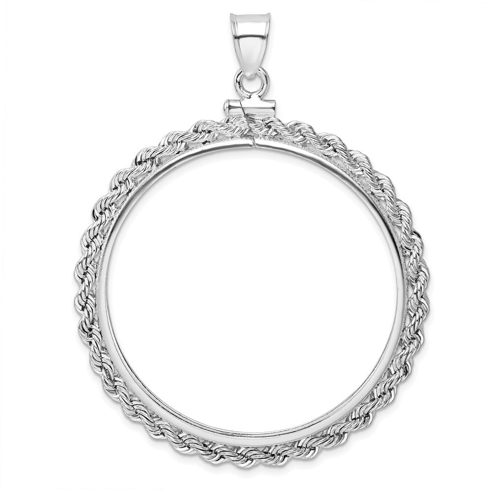 Wideband Distinguished Coin Jewelry Sterling Silver Polished Rope 39.4 x 3.1mm 1 oz. Screw Top Coin Bezel Pendant