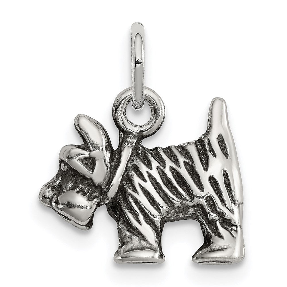 Sterling Silver Antiqued Dog Charm