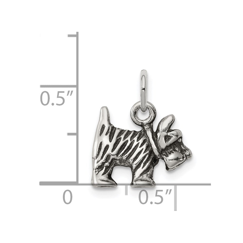 Sterling Silver Antiqued Dog Charm