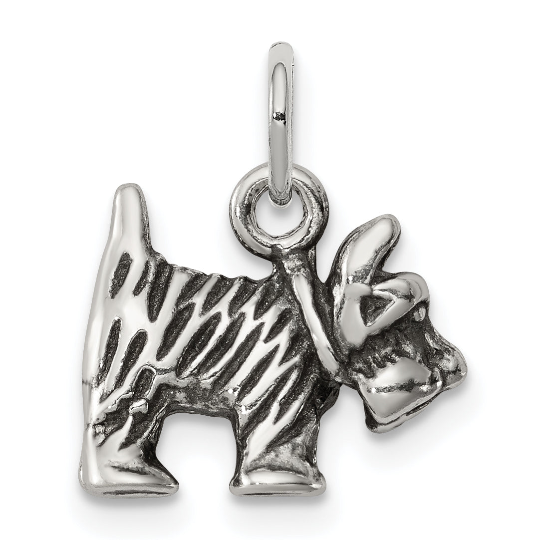 Sterling Silver Antiqued Dog Charm QC1458