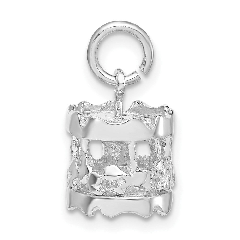 Sterling Silver 3-D Polished Moveable Carousel Charm