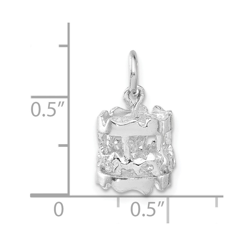 Sterling Silver 3-D Polished Moveable Carousel Charm