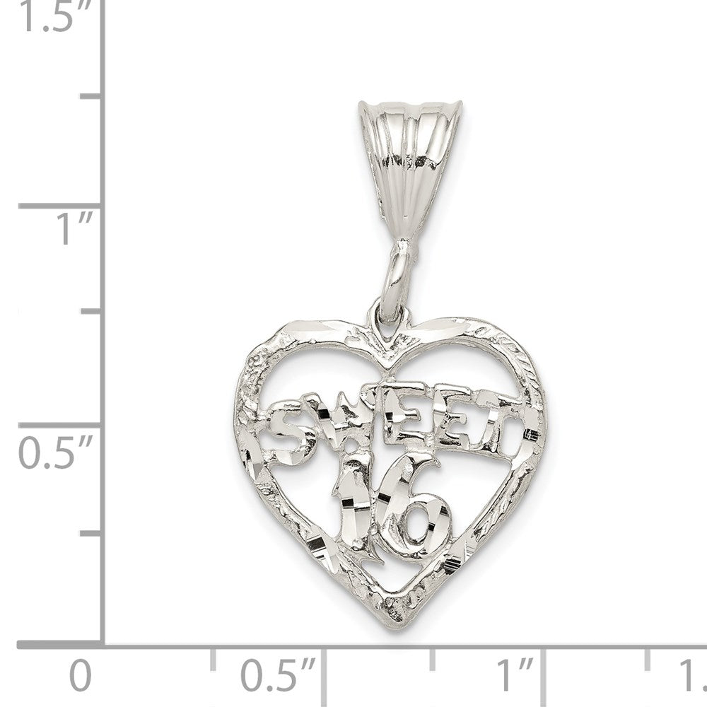 Sterling Silver HEART SWEET 16 Charm