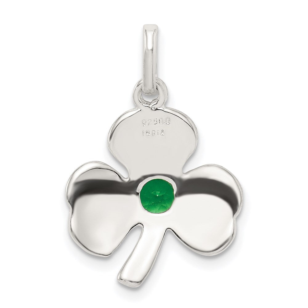 Sterling Silver Clover with Green Glass Charm