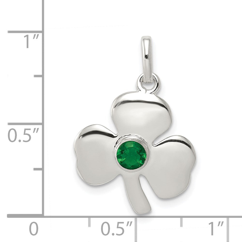 Sterling Silver Clover with Green Glass Charm