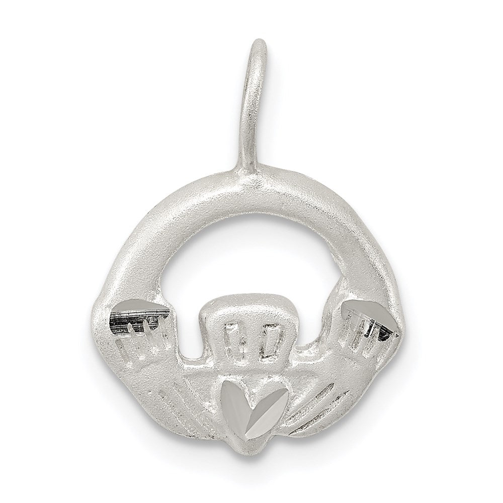 Sterling Silver Satin Claddagh Charm