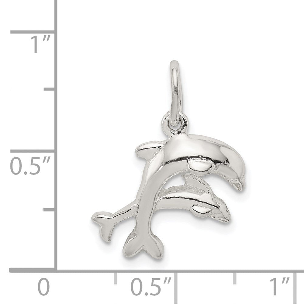 Sterling Silver Dolphins Charm