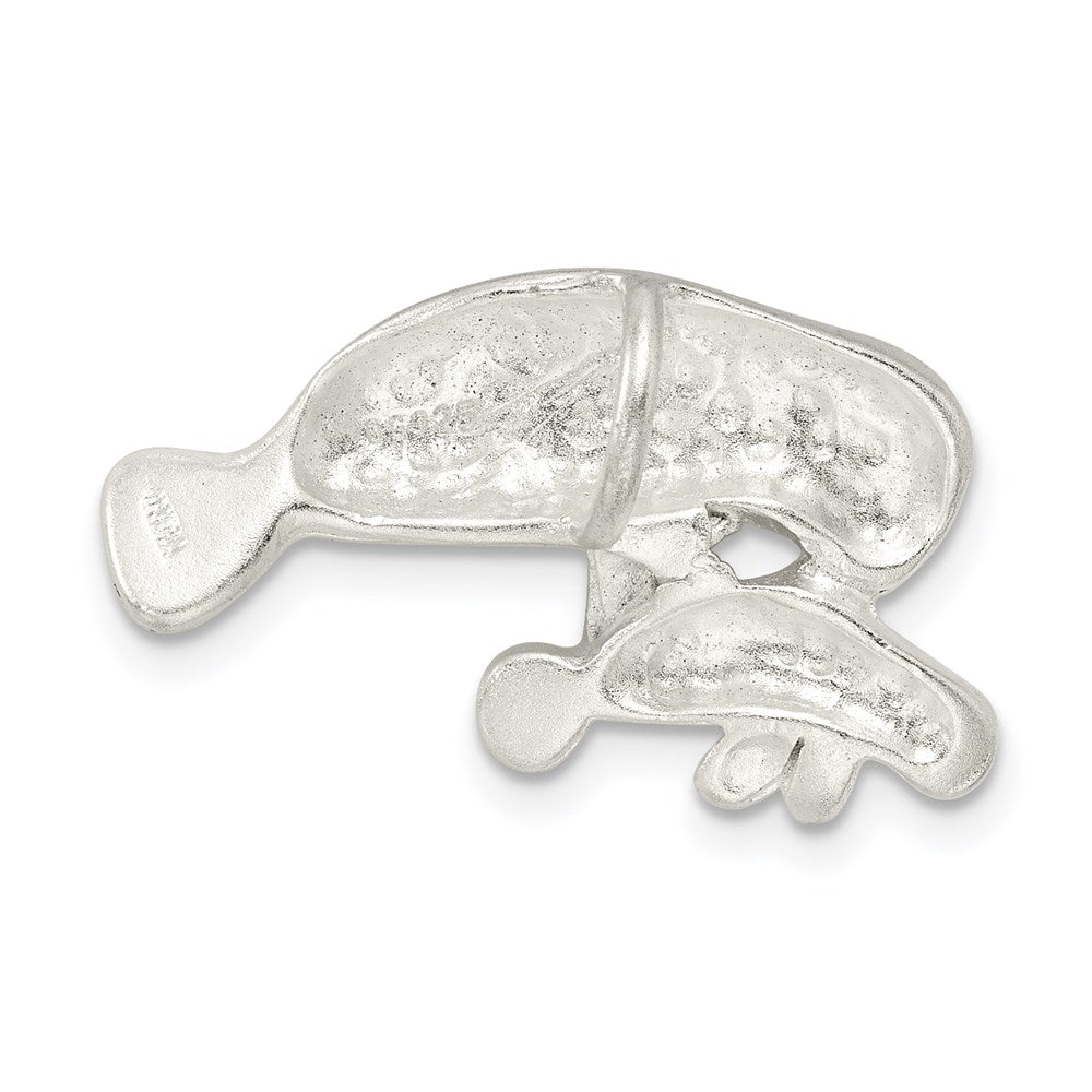 Sterling Silver Manatee with Baby Charm