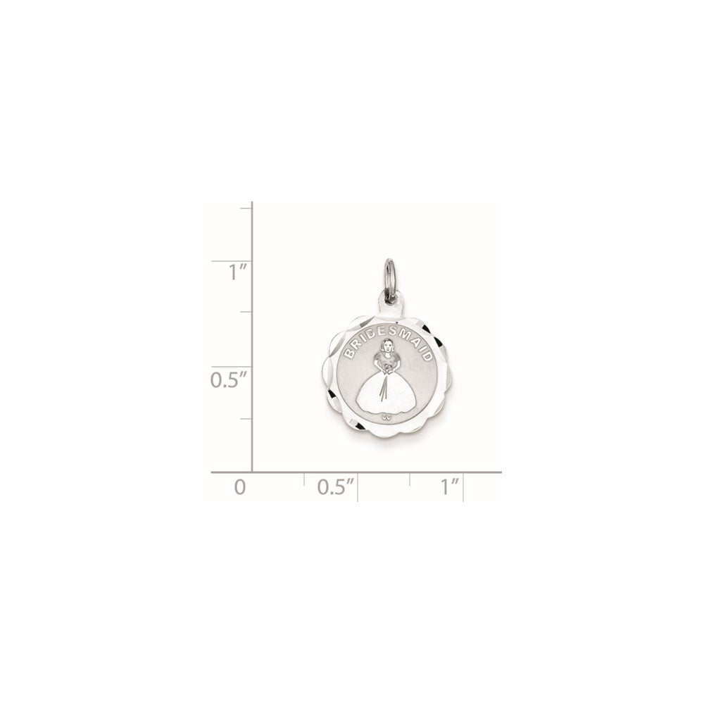 Sterling Silver Rhodium-plated Bridesmaid Disc Charm