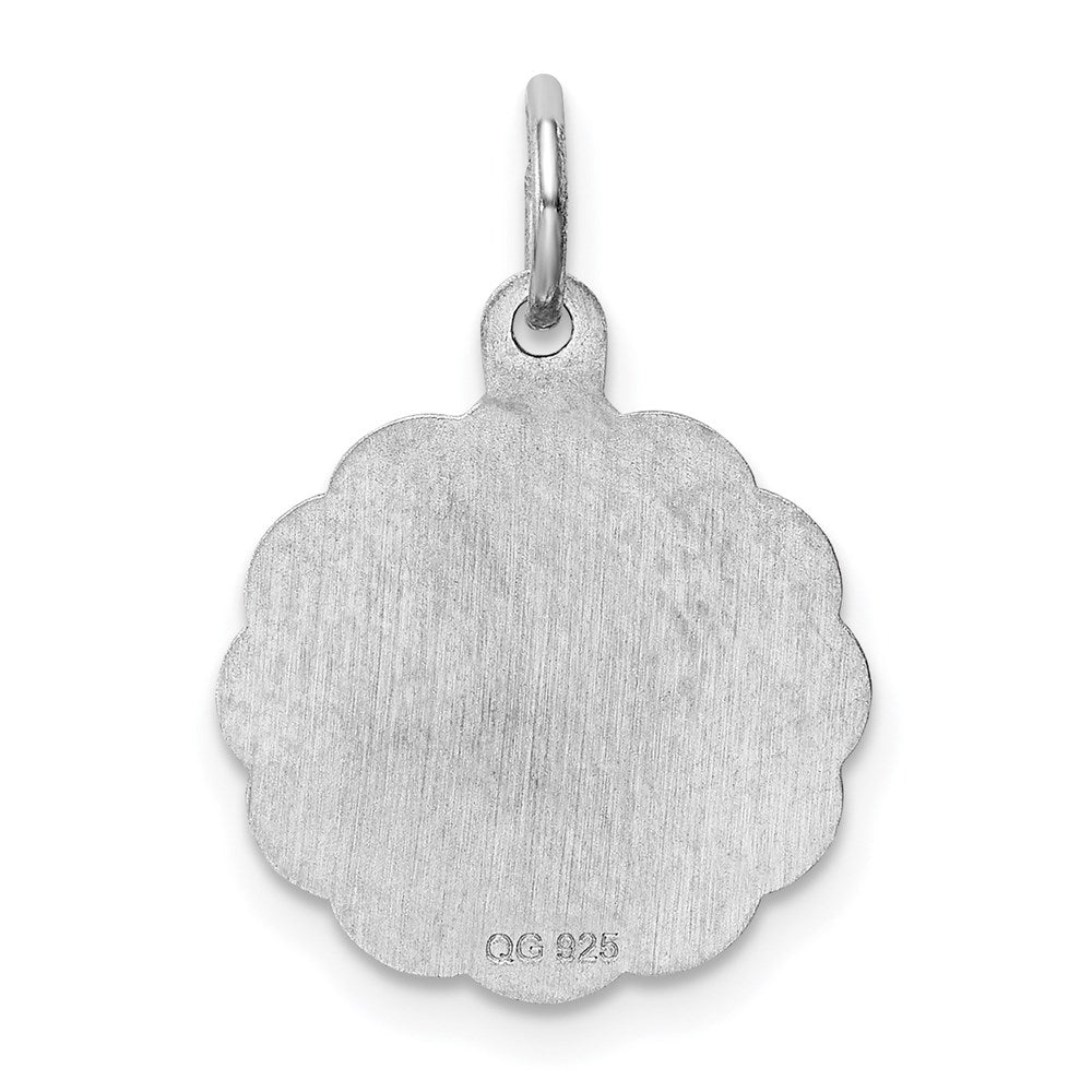 Sterling Silver Rhodium-plated I Love You Disc Charm