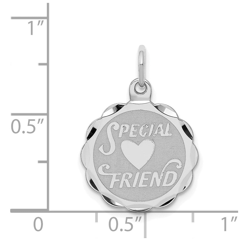 Sterling Silver Rhodium-plated Special Friend Disc Charm