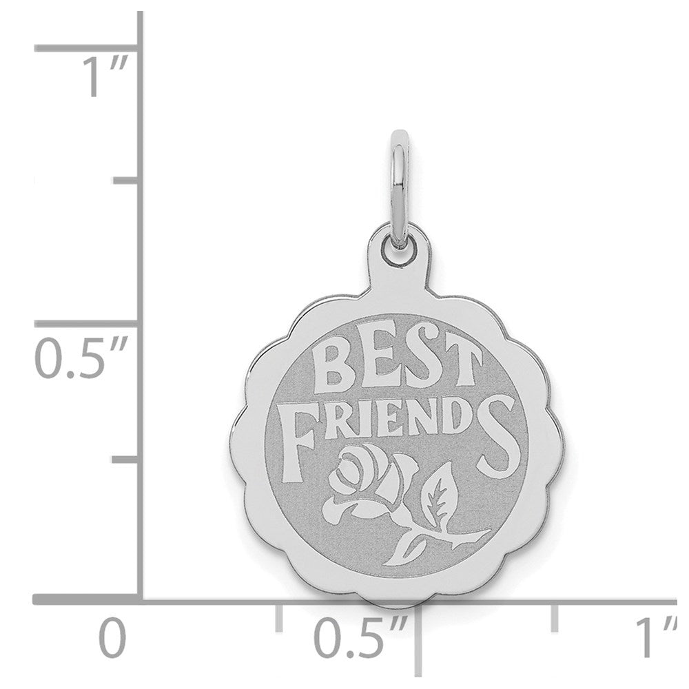 Sterling Silver Rhodium-plated Best Friends Disc Charm